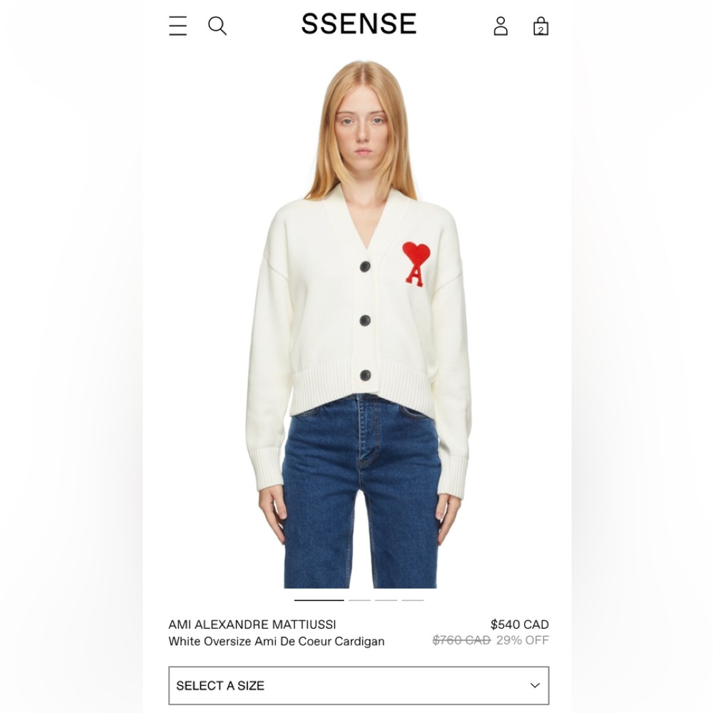 AMI ALEXANDRE MATTIUSSI
White Oversize Ami De Coeur Cardigan